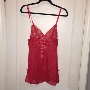 Victoria’s Secret red lace chemise